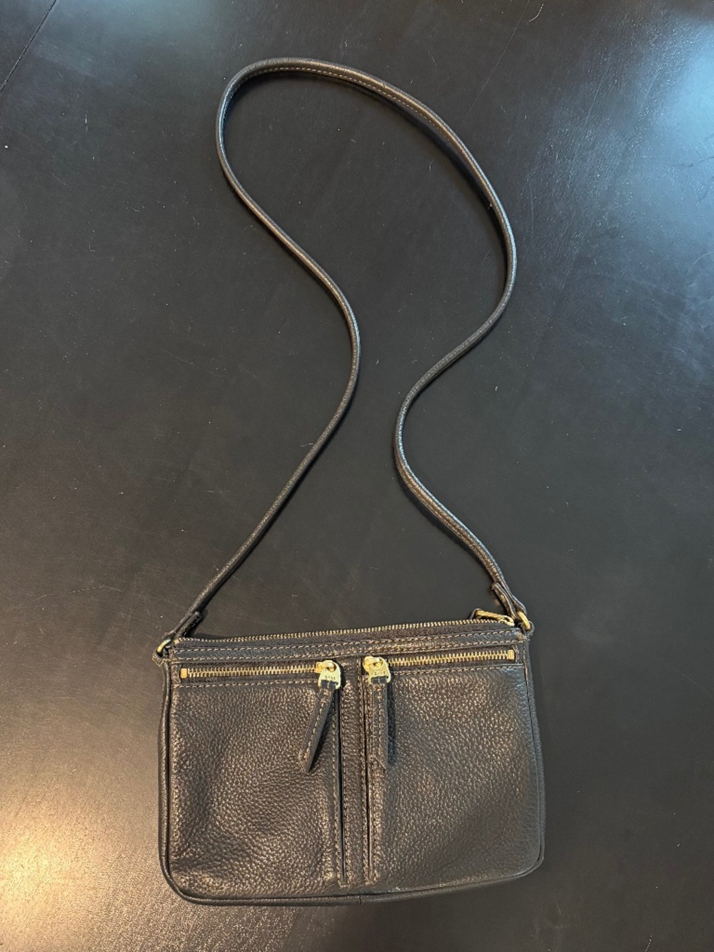 Fossil black leather crossbody